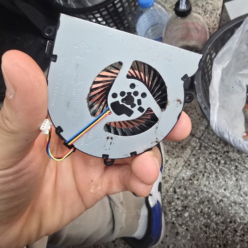 This laptop fan is not spinning correctly and its making sound. So we put wd-40 to make it spin effectively